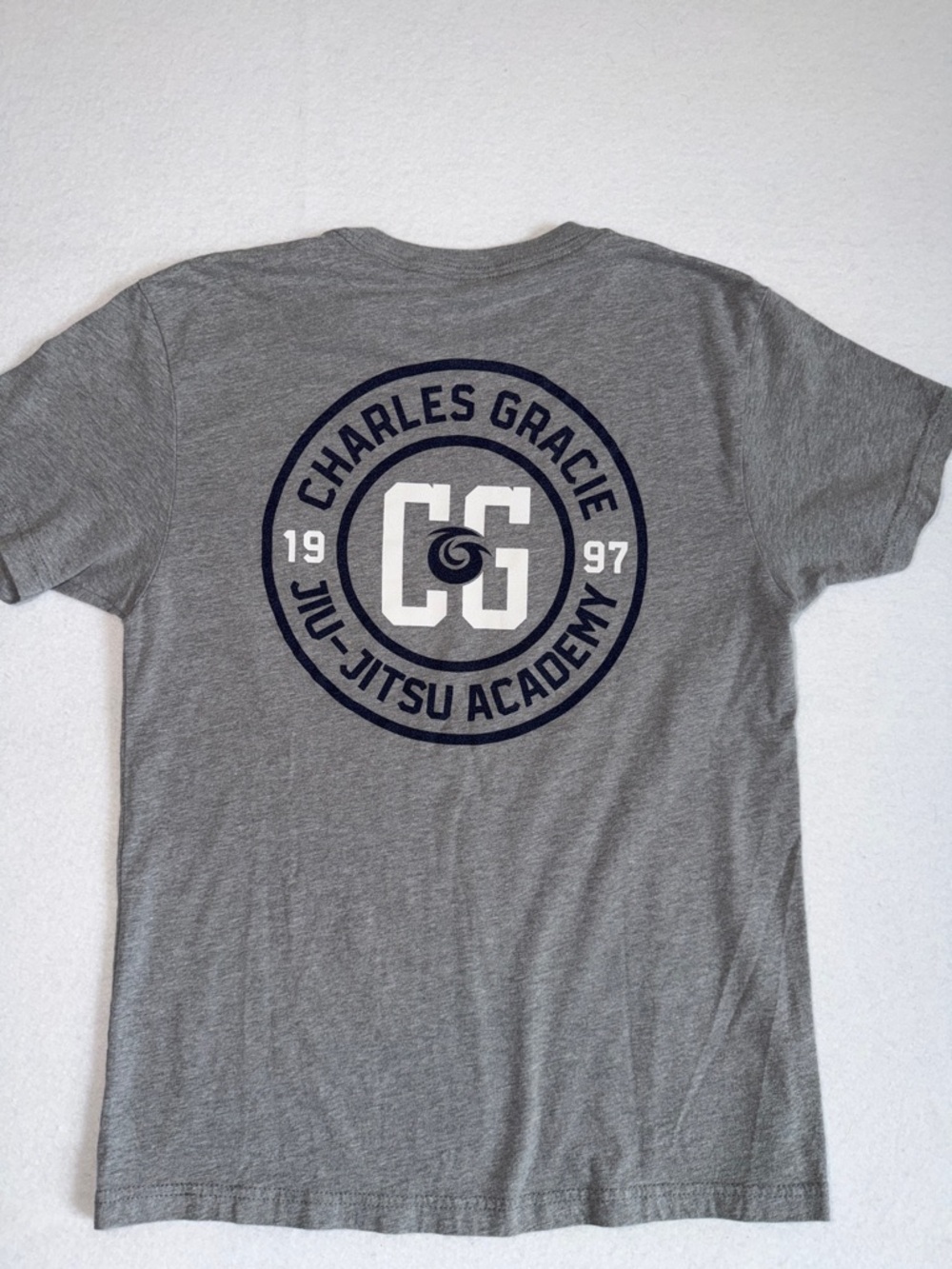 XS Charles Gracie Jiu Jitsu gray Tee (back shown)